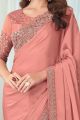 Embroidered Silk Dark Peach Saree (NWSA-6032)