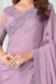 Embroidered Silk Light Purple Saree (NWSA-6028)