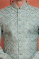 Embroidered Sky Blue Art Silk Sherwani (NMK-7892)