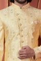 Embroidered Yellow Art Silk Sherwani (NMK-7730)