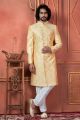 Embroidered Yellow Art Silk Sherwani (NMK-7730)