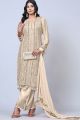 Faux Georgette Off White Salwar Suit (NWS-6877)