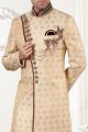 Fawn Brocade Sherwani for Men (NMK-5234)