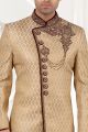 Fawn Jaquard Grooms Sherwani (NMK-5232)