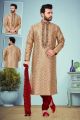 Fawn Jaquard Kurta Pajama (NMK-4783)