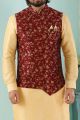 Gold Art Banarasi Silk Nehru Jacket (NMK-4980)