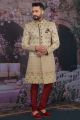 Gold Art Banarasi Silk Sherwani (NMK-4751)