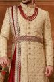 Gold Art Embroidered Silk Sherwani (NMK-6377)