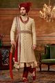 Gold Art Embroidered Silk Sherwani (NMK-6377)