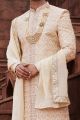 Gold Art Silk Grooms Sherwani (NMK-7160)