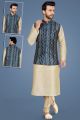 Gold Art Silk Mens Nehru Jacket (NMK-5127)