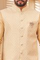 Gold Art Silk Mens Nehru Jacket (NMK-8033)