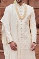 Gold Art Silk Mens Wedding Sherwani (NMK-7163)