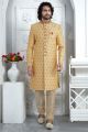 Gold Art Silk Sherwani (NMK-7711)