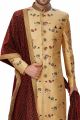 Gold Banarasi Jaquard Indian Sherwani (NMK-4954)