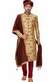 Gold Banarasi Jaquard Indian Sherwani (NMK-4954)