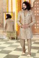 Gold Banarasi Jaquard Mens Sherwani (NMK-4337)