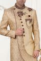 Gold Brocade, Art Silk Mens Sherwani (NMK-5239)