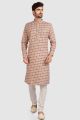 Gold Cotton Printed Mens Kurta Pajama (NMK-5730)