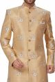 Gold Dupion Silk Grooms Sherwani (NMK-4948)