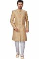 Gold Dupion Silk Grooms Sherwani (NMK-4948)