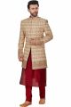 Gold Dupion Silk Sherwani for Men (NMK-4957)