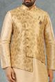 Gold Jaquard Banarasi Silk Nehru Jacket (NMK-5209)