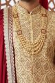 Gold Jaquard Grooms Sherwani (NMK-7639)