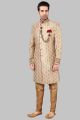 Gold Jaquard Sherwani for Men (NMK-5264)