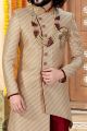 Gold Jaquard Sherwani (NMK-4360)