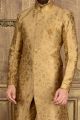 Gold Jaquard Silk Brocade Indo western for Men (NMK-3585)