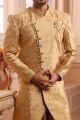 Gold Jaquard Silk Brocade Indo Western (NMK-4453)