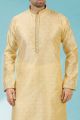 Gold Jaquard Silk Brocade Kurta Pajama (NMK-5180)