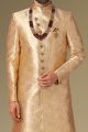 Gold Jaquard Silk Brocade Mens Sherwani (NMK-5353)