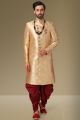 Gold Jaquard Silk Brocade Mens Sherwani (NMK-5353)