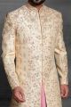 Gold Silk Mens Wedding Sherwani (NMK-5440 )