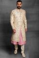 Gold Silk Mens Wedding Sherwani (NMK-5440 )