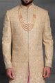 Gold Silk Sherwani for Men (NMK-5441 )