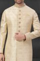 Gold Silk Sherwani for Men (NMK-6008)