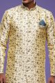 Gold with Dark Grey Banarasi Jaquard Indo Western (NMK-7030)