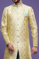 Gold with Turquoise Blue Mens Indo Western (NMK-7028)