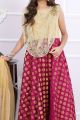 Golden, Magenta Net, Brocade Girls Anarkali Dress (NFG-173)