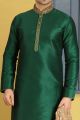 Green Art Banarasi Silk Designer Kurta Pajama (NMK-3681)