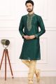 Green Art Banarasi Silk Kurta Pajama (NMK-7012)