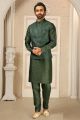 Green Art Banarasi Silk Nehru Jacket (NMK-6330)