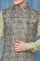 Green Art Banarasi Silk Nehru Jacket (NMK-7416)