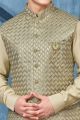 Green Art Banarasi Silk Nehru Jacket (NMK-7440)