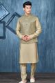 Green Art Banarasi Silk Nehru Jacket (NMK-7440)