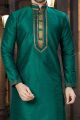 Green Art Dupion Regular Kurta Pajama (NMK-3776)