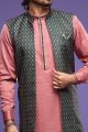 Green Art Silk Digital Printed Jacket Kurta (NMK-7082)